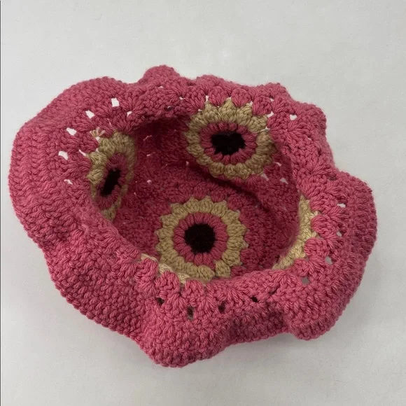Vintage 70s Boho Hippie Mod Groovy Handmade Crochet Granny Square Bucket Hat - Picture 10 of 11